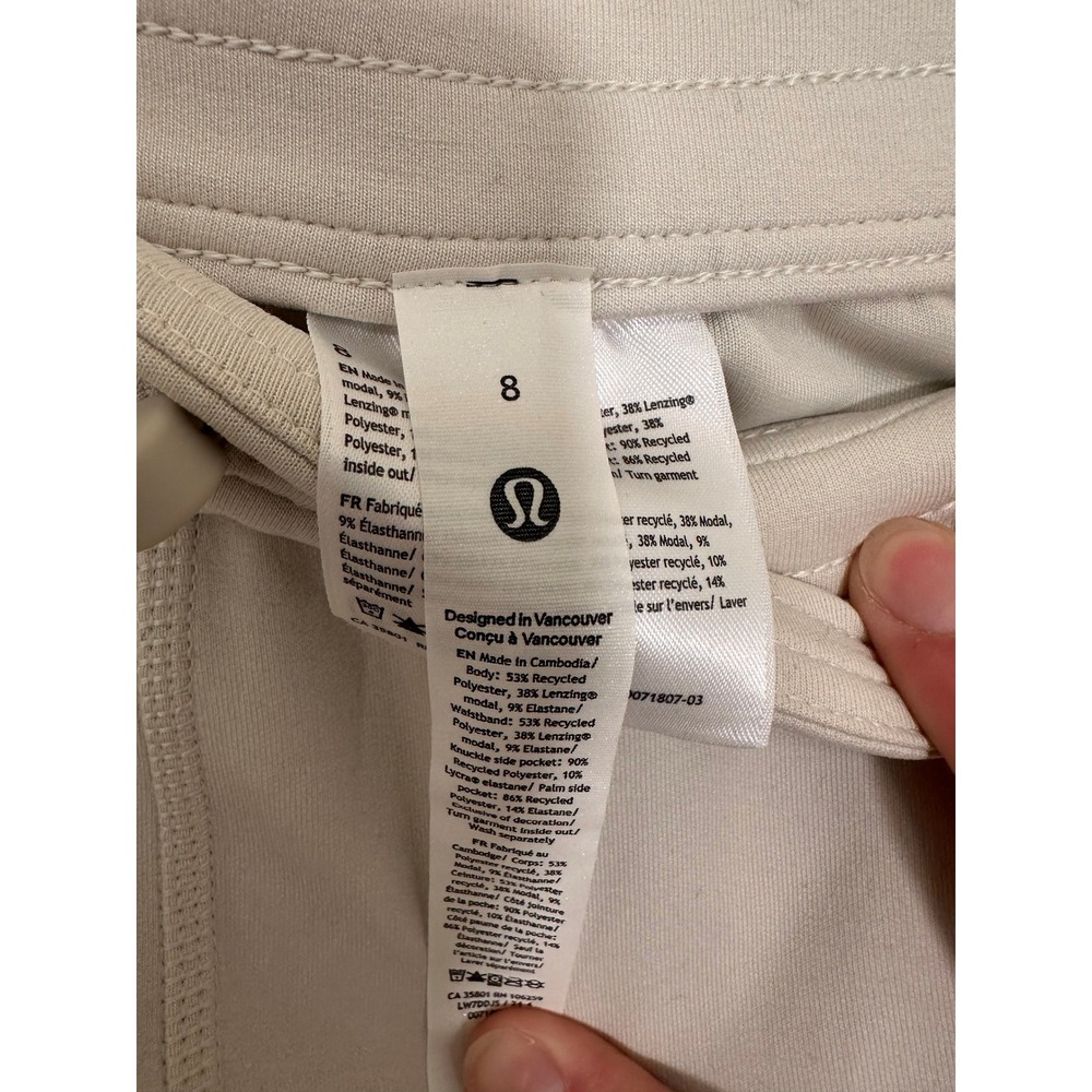 Lululemon Softstreme High Rise Shorts 8 Bone Beige Athletic Lounge Drawstring - Picture 3 of 4